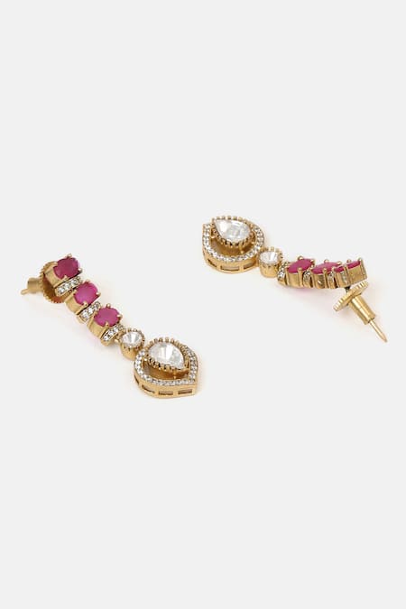 Buy_Ruby Raang_Pink Stones Kundan Embellished Necklace Set _Online_at_Aza_Fashions