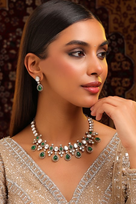 Ruby Raang Kundan Studded Necklace Set 