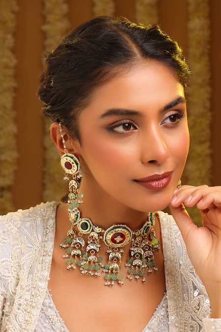 Ruby Raang Kundan Embellished Choker Set 