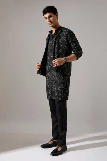 Shop_Son Of A Noble Snob_Black Linen Cameron Plus Minus Print Bundi 