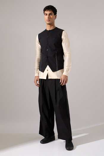 Buy_Son Of A Noble Snob_Black Cotton Embroidery Dane Hand Bundi 