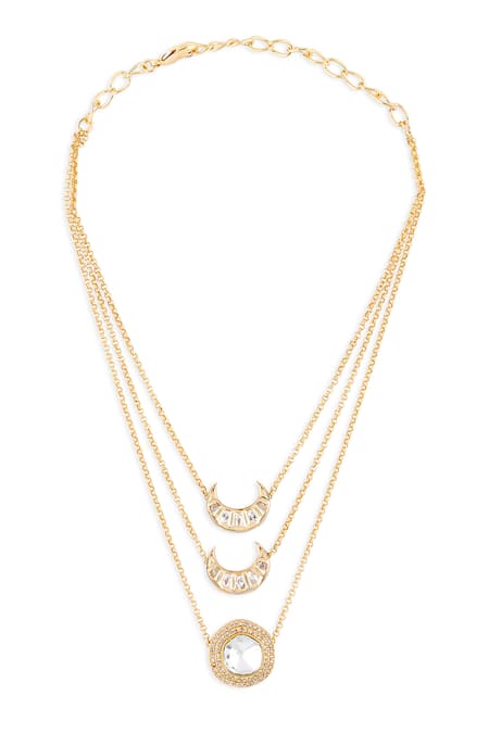 Joules by Radhika Hydro Moissanite Polki Studded Pendant Necklace 