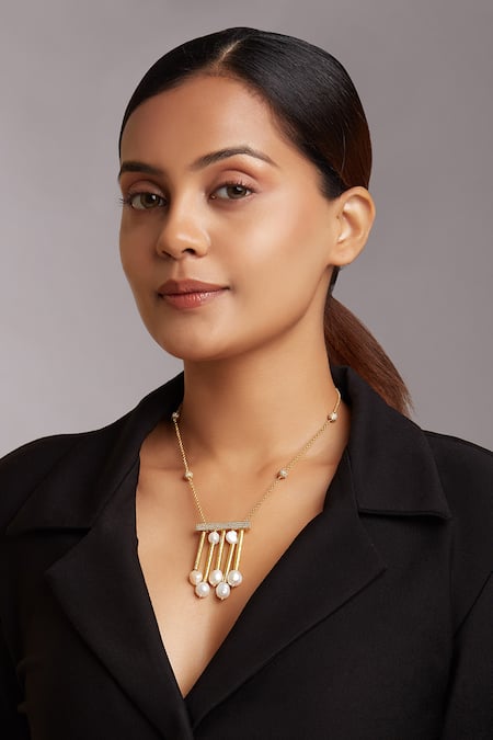 Joules by Radhika Freshwater Pearl Studded Pendant Necklace 