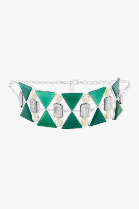 Joules by Radhika Elowyn Stone Embellished Cutwork Choker 