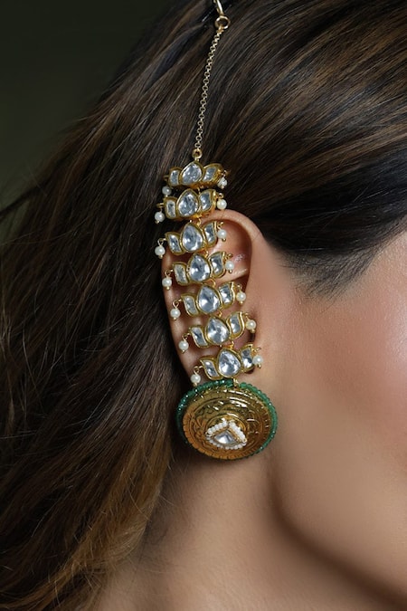 Joules by Radhika Heritage Kundan Embellished Ear Cuffs 