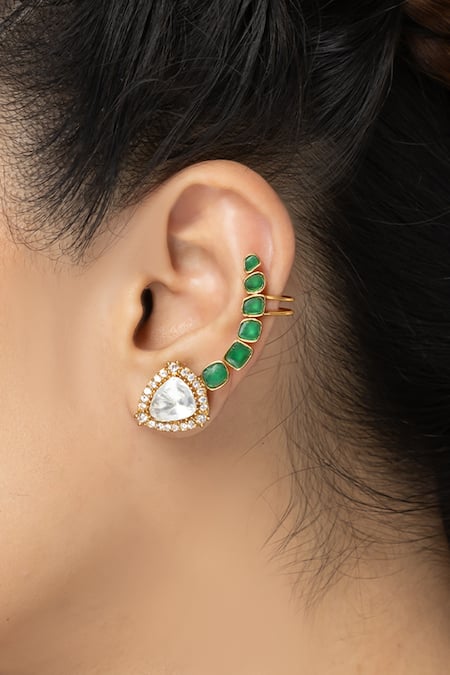 Joules by Radhika Serpentine Grace Gold Cuff Earrings 