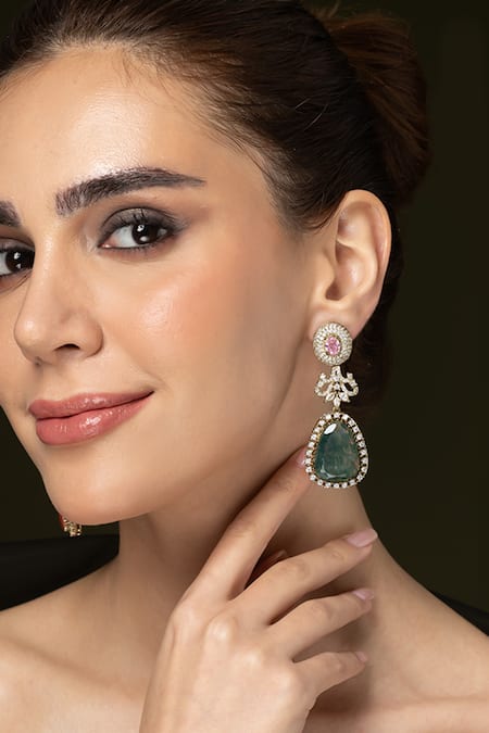 Joules by Radhika Emerald Grace Dangler Earrings 