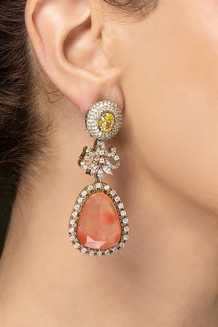 Joules by Radhika Sunset Tear Drop Embellished Earrings 