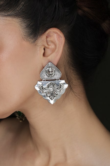 Joules by Radhika Shell Carved Danglers 