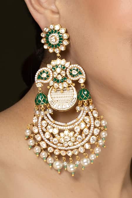 Joules by Radhika Heritage Stone Embellished Chandbalis 