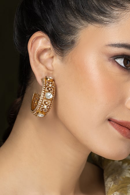 Joules by Radhika Heritage Carved Hoops 