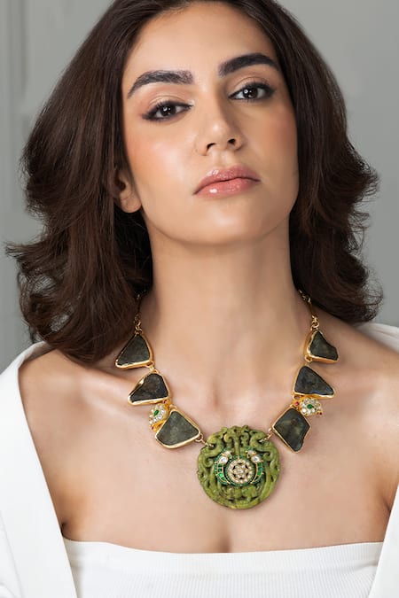 Joules by Radhika Mint Green & Stone Long Necklace 