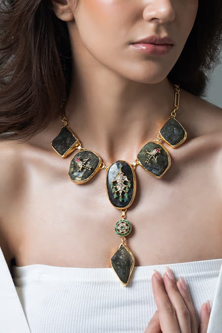 Joules by Radhika Crystal Drop Long Necklace 