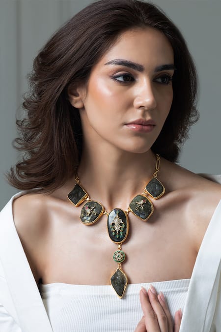 Joules by Radhika Crystal Drop Long Necklace 