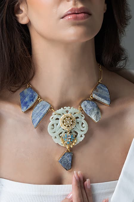 Joules by Radhika Carved Imperial Blue Necklace 