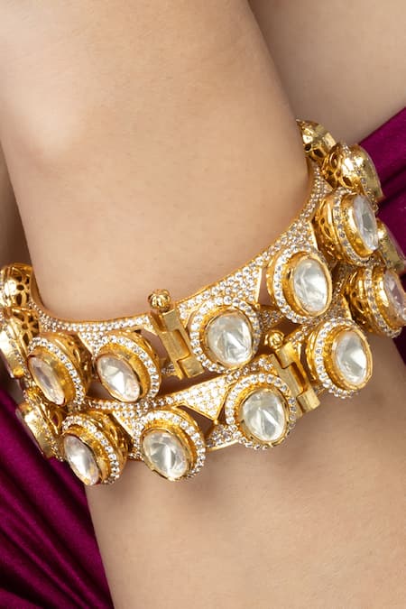 Joules by Radhika Kundan Embellished Bangle - Set of 2 