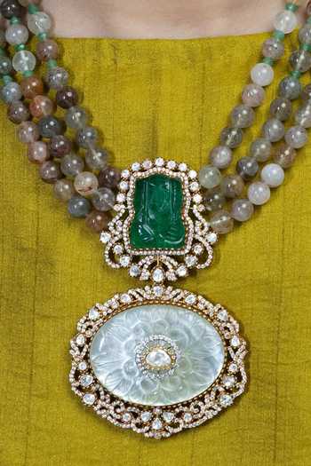 Joules by Radhika_Multi Color Beads, Stones Muse Embellished Pendant Necklace _Online_at_Aza_Fashions