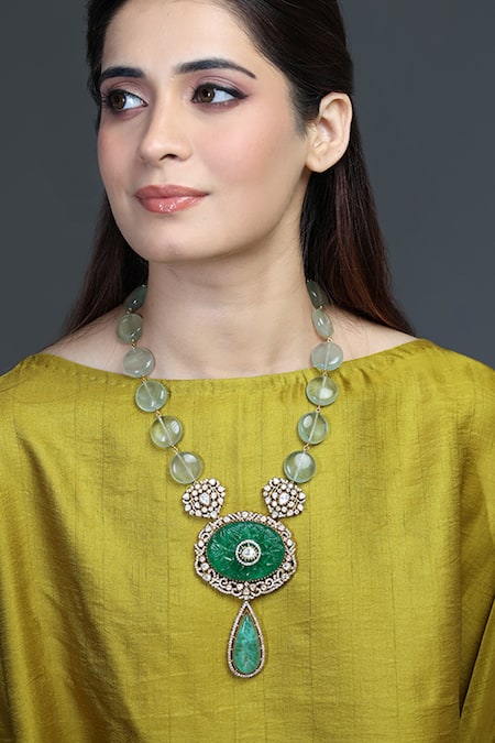 Joules by Radhika Verdant Oval Medallion Pendant Necklace