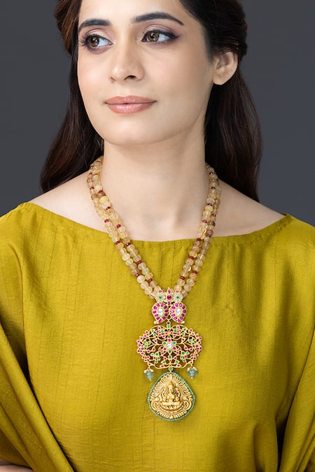 Joules by Radhika Imperial Deity Medallion Pendant Necklace 