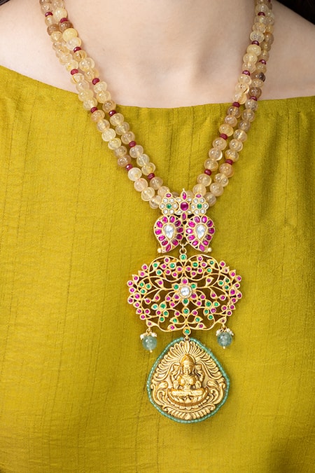 Joules by Radhika Imperial Deity Medallion Pendant Necklace 