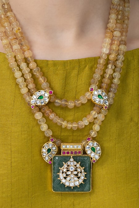 Joules by Radhika Emerald Geometric Medallion Necklace