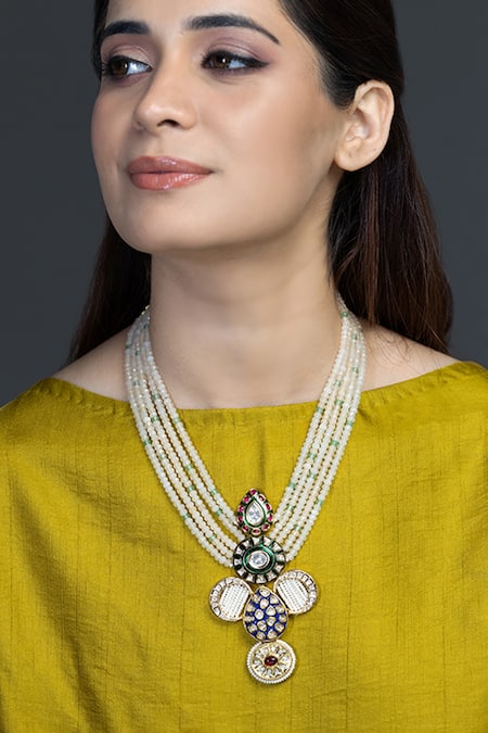 Joules by Radhika Swarna Stone Embellished Pendant Necklace 