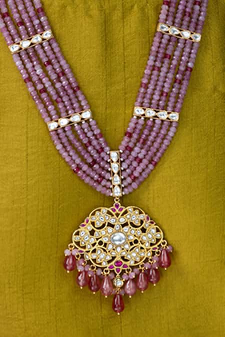 Joules by Radhika Heeraya Stone Embellished Cutwork Pendant Necklace
