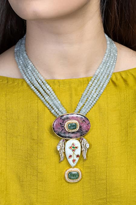 Joules by Radhika Noorani Bead Embellished Pendant Necklace