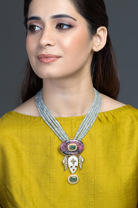Joules by Radhika Noorani Bead Embellished Pendant Necklace