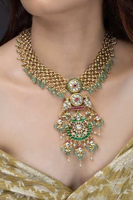 Joules by Radhika Manika Cutwork Embellished Pendant Necklace