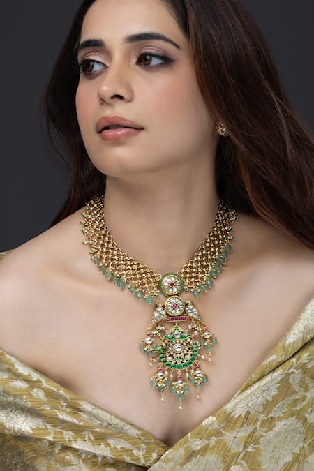 Joules by Radhika Manika Cutwork Embellished Pendant Necklace