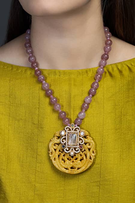 Joules by Radhika Devika Embellished Long Pendant Necklace 