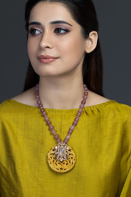 Joules by Radhika Devika Embellished Long Pendant Necklace 