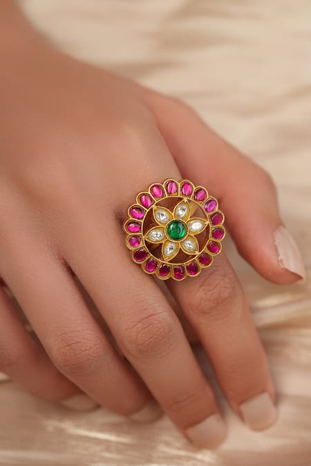 Joules by Radhika Polki Flower Embellished Ring 
