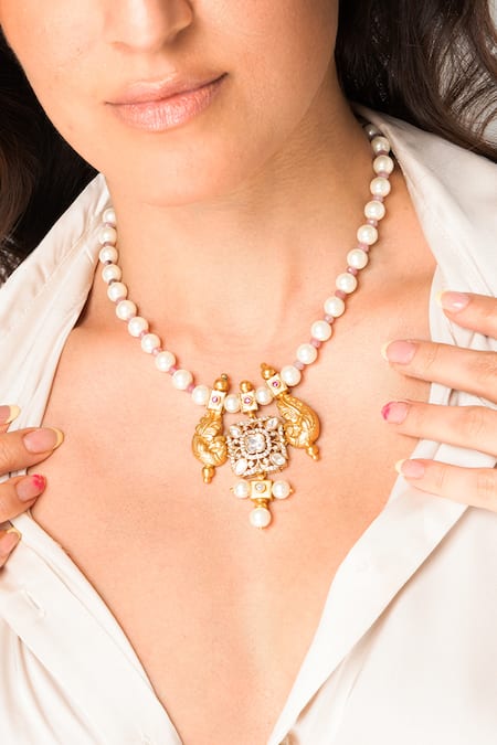 Joules by Radhika Ornate Beaded Embellished Pendant Necklace 