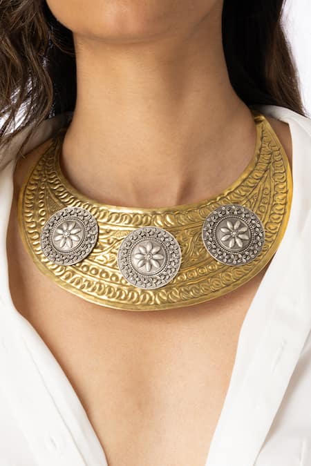 Joules by Radhika Textured Tribal Collar Necklace 