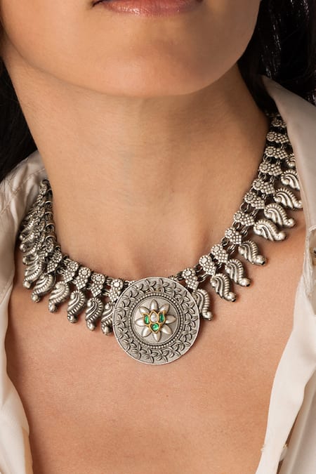 Joules by Radhika Textured Leaf Accent Necklace 