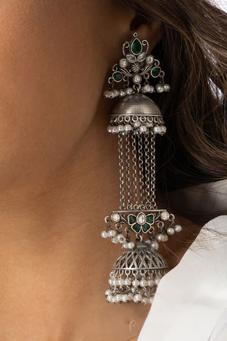 Joules by Radhika Ornate Layered Bell Earrings 