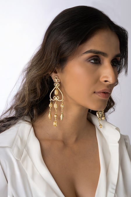 Joules by Radhika Heart Filigree Drop Earrings 