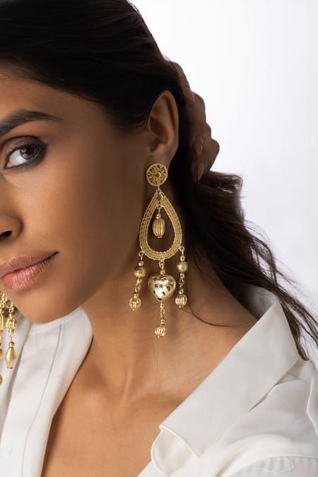 Joules by Radhika Floral Raw Gemstone Earrings 