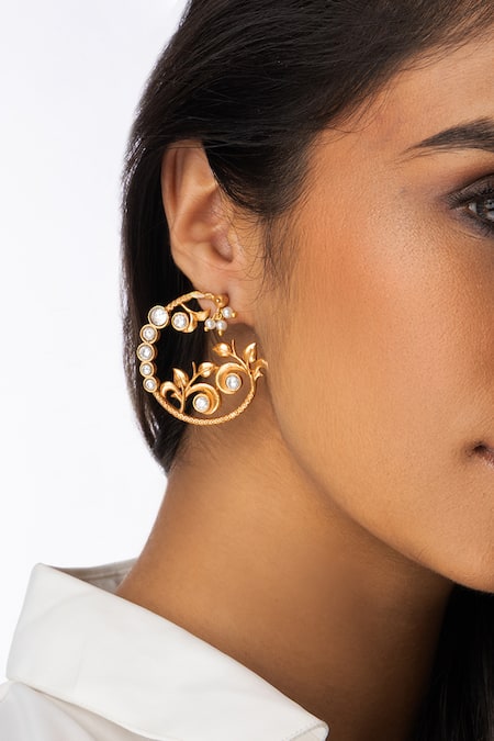 Joules by Radhika Round Cluster Uncut Earrings 