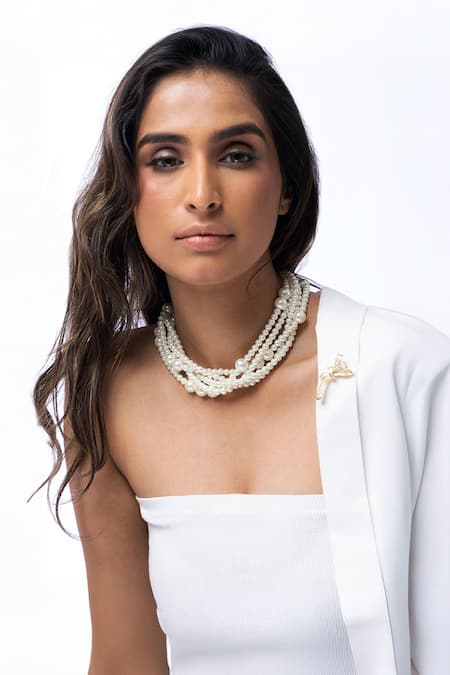 Joules by Radhika Pearl Embellished Aura Necklace 