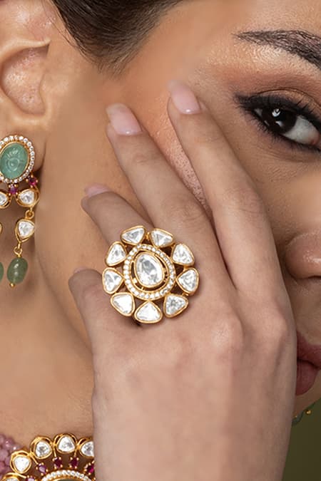 Joules by Radhika White Flower Cluster Ring 