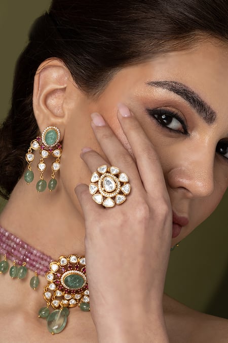 Joules by Radhika White Flower Cluster Ring 