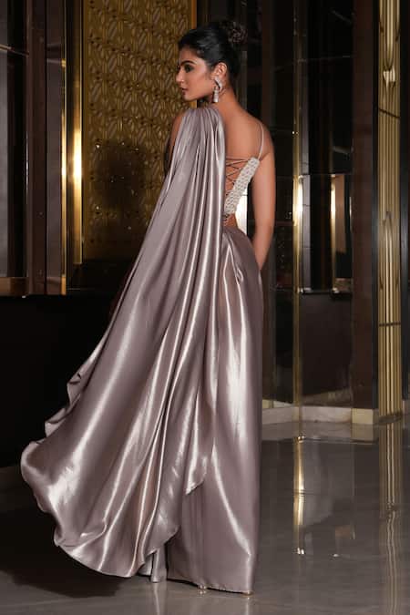 Nikunj By NIIDHI BAJAJ Zeenat Draped Saree With Corset 