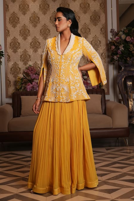 Nikunj By NIIDHI BAJAJ Samira Embroidered Jacket Skirt Set 