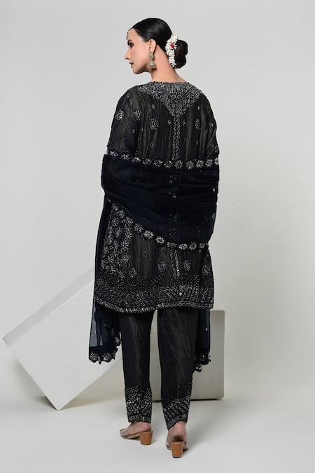 OHH CROW Mirror Work Straight Kurta Set 