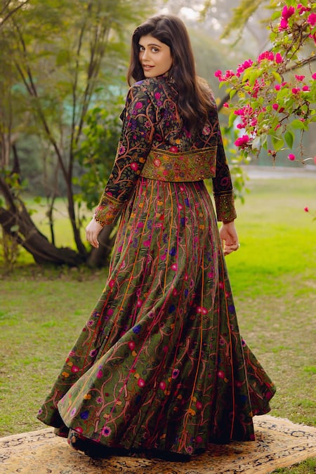 Punit Balana Floral Print Jacket Skirt Set 