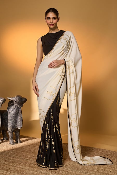 Masaba Tribal Pillar Saree With Unstitched Blouse Piece 