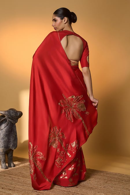 Masaba Tropical Nandi Saree With Unstitched Blouse Piece 